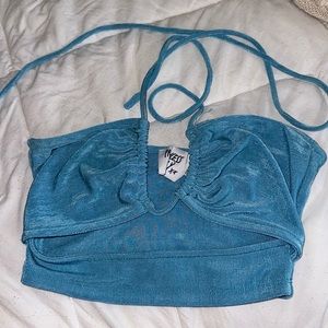 Princess Polly, Size 4, crop top, blue, tie up